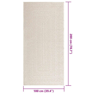 vidaXL Rug ZIZUR Cream 100x200 cm Jute Look Indoor and Outdoor