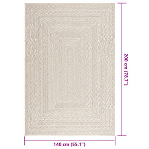 vidaXL Rug ZIZUR Cream 140x200 cm Jute Look Indoor and Outdoor