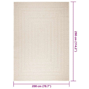 vidaXL Rug ZIZUR Cream 200x290 cm Jute Look Indoor and Outdoor