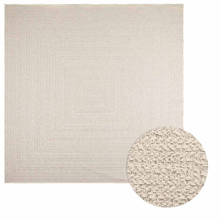 vidaXL Rug ZIZUR Cream 240x240 cm Jute Look Indoor and Outdoor