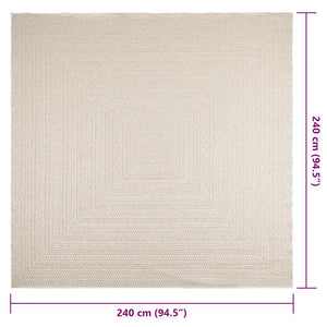 vidaXL Rug ZIZUR Cream 240x240 cm Jute Look Indoor and Outdoor