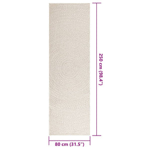 vidaXL Rug ZIZUR Cream 80x250 cm Jute Look Indoor and Outdoor