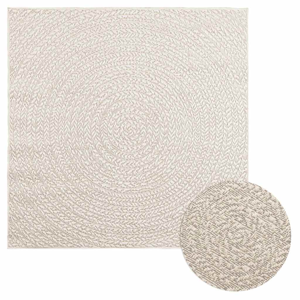 vidaXL Rug ZIZUR Cream 120x120 cm Jute Look Indoor and Outdoor