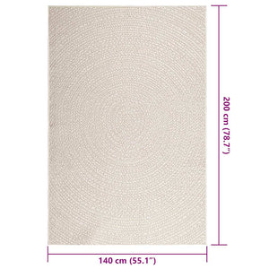 vidaXL Rug ZIZUR Cream 140x200 cm Jute Look Indoor and Outdoor