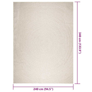 vidaXL Rug ZIZUR Cream 240x340 cm Jute Look Indoor and Outdoor