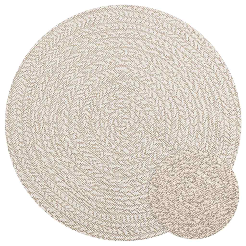 vidaXL Rug ZIZUR Cream Ø 90 cm Jute Look Indoor and Outdoor