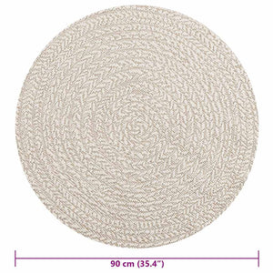 vidaXL Rug ZIZUR Cream Ø 90 cm Jute Look Indoor and Outdoor