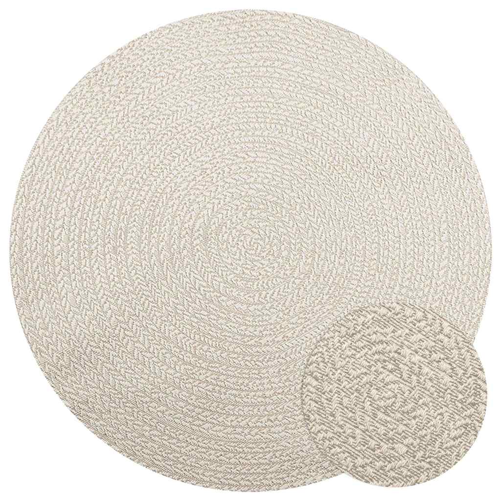 vidaXL Rug ZIZUR Cream Ø 160 cm Jute Look Indoor and Outdoor