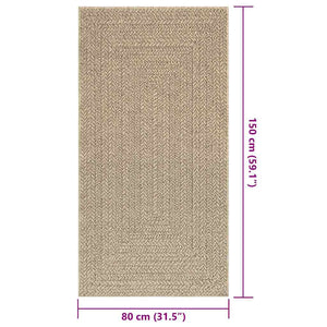 vidaXL Rug ZIZUR Beige 80x150 cm Jute Look Indoor and Outdoor