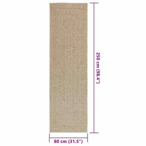 vidaXL Rug ZIZUR Beige 80x250 cm Jute Look Indoor and Outdoor