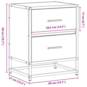 vidaXL Bedside Cabinet Black 40x31x50 cm Engineered Wood