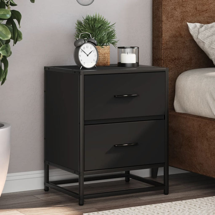 vidaXL Bedside Cabinet Black 40x31x50 cm Engineered Wood