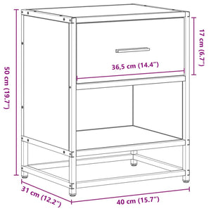 vidaXL Bedside Cabinet Grey Sonoma 40x31x50 cm Engineered Wood