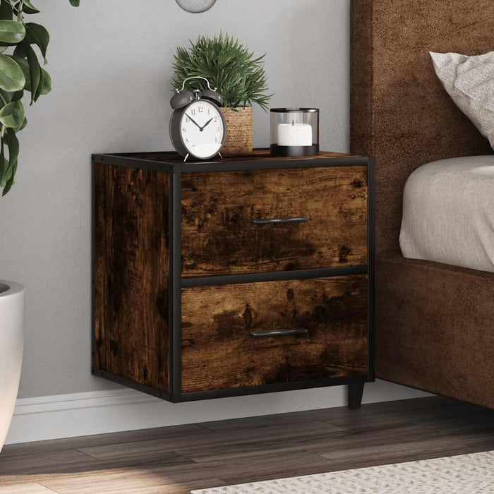 vidaXL Wall-mounted Bedside Cabinet Smoked Oak 40x31x39.5 cm