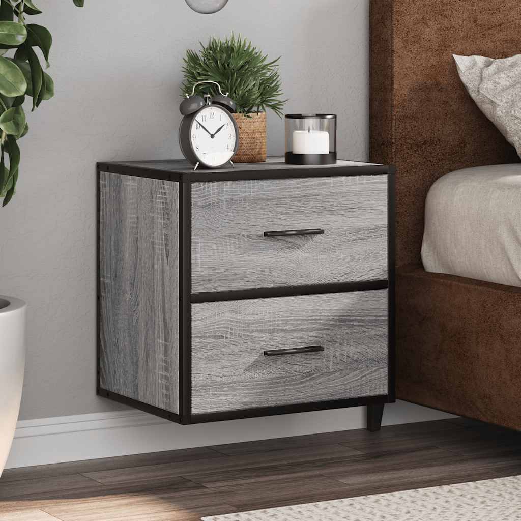 vidaXL Wall-mounted Bedside Cabinet Grey Sonoma 40x31x39.5 cm