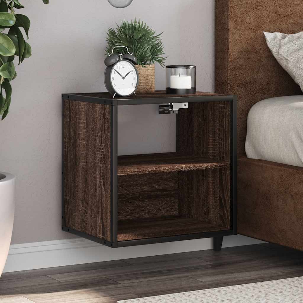 vidaXL Wall-mounted Bedside Cabinet Brown Oak 40x31x39.5 cm