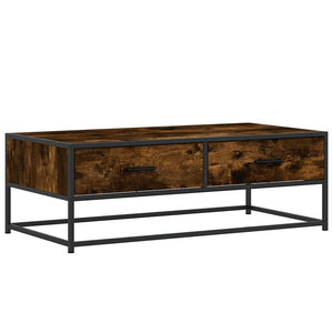 vidaXL Coffee Table Smoked Oak 100x50x35 cm Engineered Wood and Metal