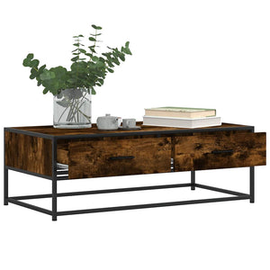 vidaXL Coffee Table Smoked Oak 100x50x35 cm Engineered Wood and Metal