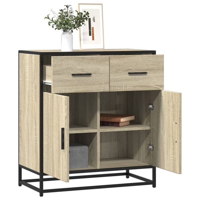 vidaXL Sideboard Sonoma Oak 68x35x76 cm Engineered Wood and Metal