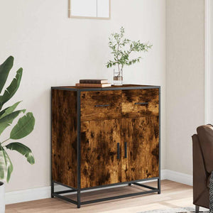 vidaXL Sideboard Smoked Oak 68x35x76 cm Engineered Wood and Metal