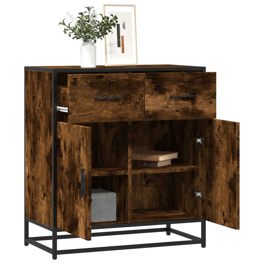 vidaXL Sideboard Smoked Oak 68x35x76 cm Engineered Wood and Metal