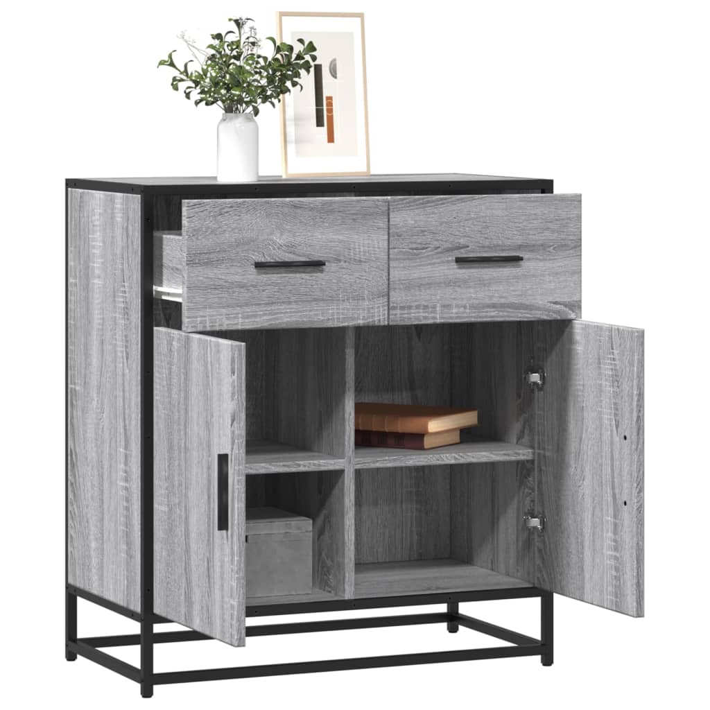 vidaXL Sideboard Grey Sonoma 68x35x76 cm Engineered Wood and Metal