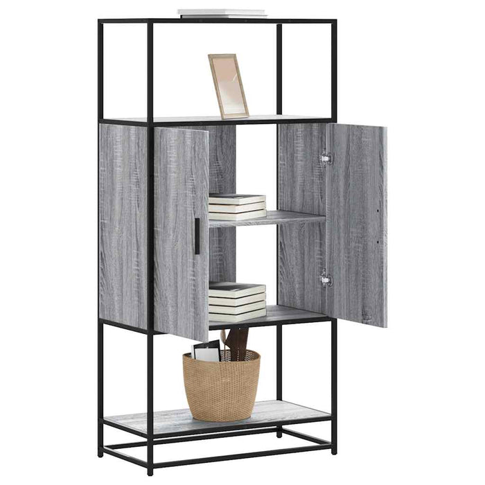 vidaXL Highboard Grey Sonoma 68x35x139 cm Engineered Wood and Metal