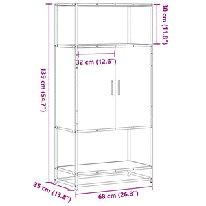 vidaXL Highboard Brown Oak 68x35x139 cm Engineered Wood and Metal