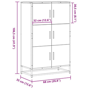 vidaXL Highboard Sonoma Oak 68x35x106.5 cm Engineered Wood and Metal