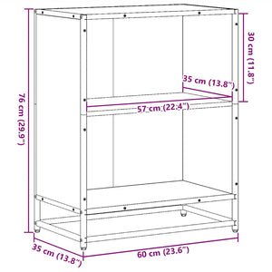 vidaXL Book Cabinet Smoked Oak 60x35x76 cm Engineered Wood