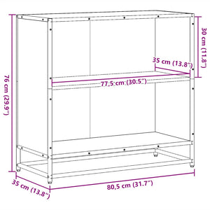 vidaXL Book Cabinet Brown Oak 80x35x76 cm Engineered Wood