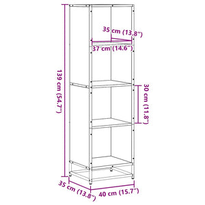 vidaXL Book Cabinet Black 40x35x139 cm Engineered Wood