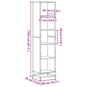 vidaXL Book Cabinet Grey Sonoma 40x35x170.5 cm Engineered Wood