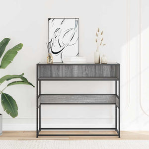 vidaXL Console Table Grey Sonoma 90x35x80 cm Engineered Wood