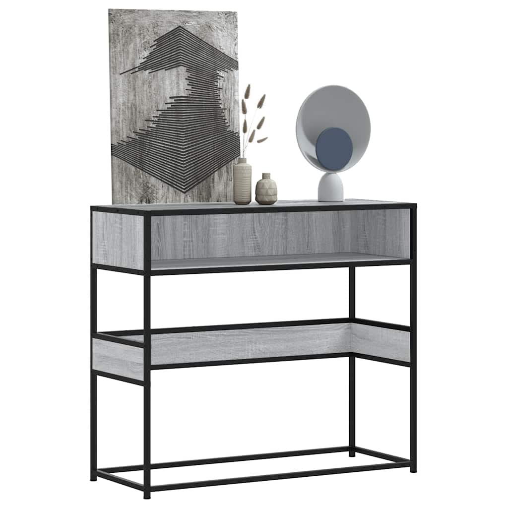 vidaXL Console Table Grey Sonoma 90x35x80 cm Engineered Wood