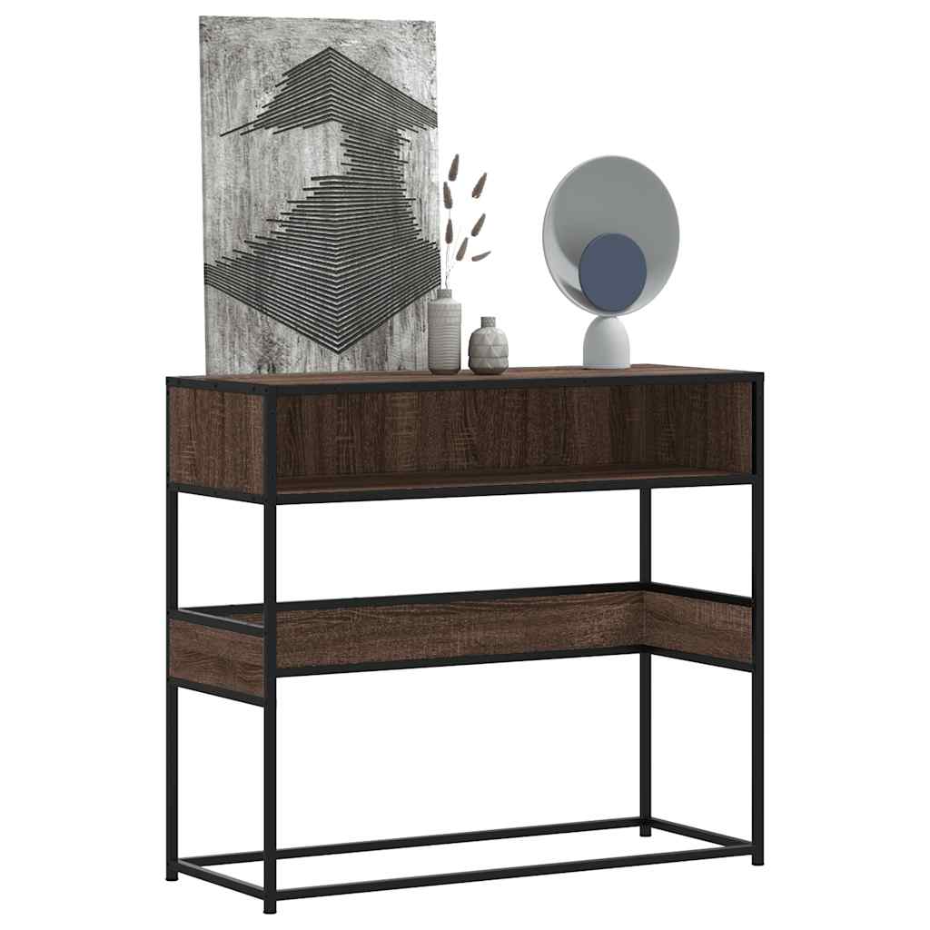 vidaXL Console Table Brown Oak 90x35x80 cm Engineered Wood