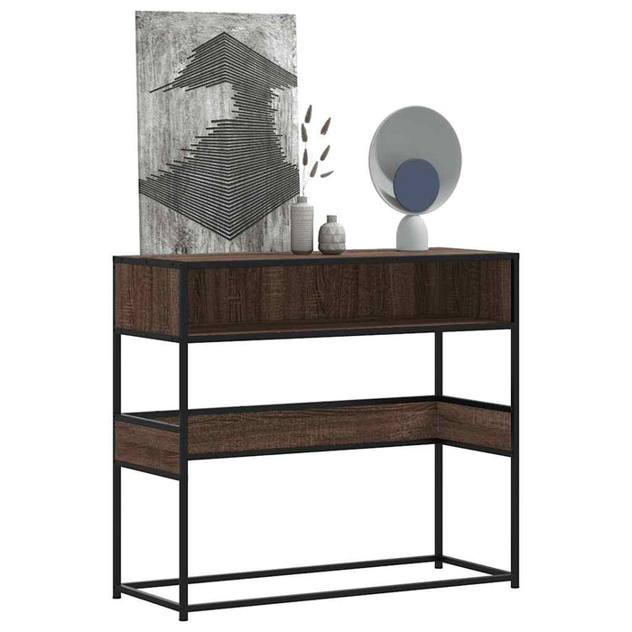 vidaXL Console Table Brown Oak 90x35x80 cm Engineered Wood