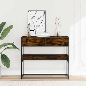 vidaXL Console Table Smoked Oak 90x35x80 cm Engineered Wood