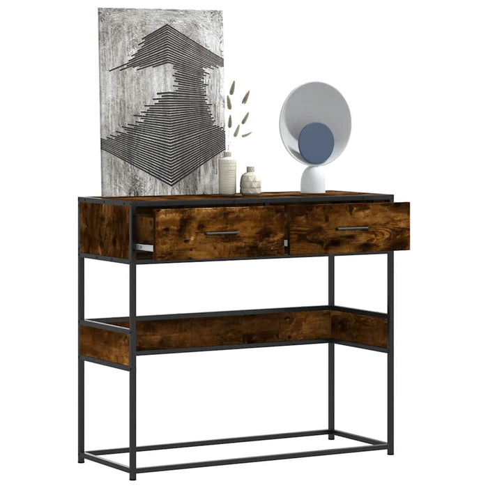 vidaXL Console Table Smoked Oak 90x35x80 cm Engineered Wood