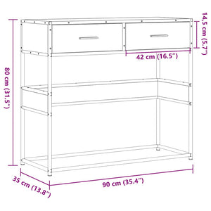 vidaXL Console Table Brown Oak 90x35x80 cm Engineered Wood