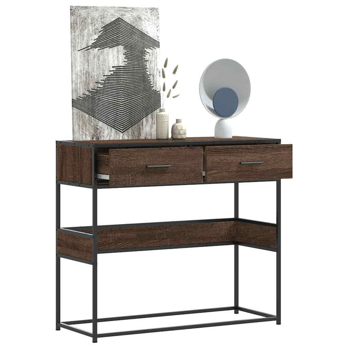 vidaXL Console Table Brown Oak 90x35x80 cm Engineered Wood