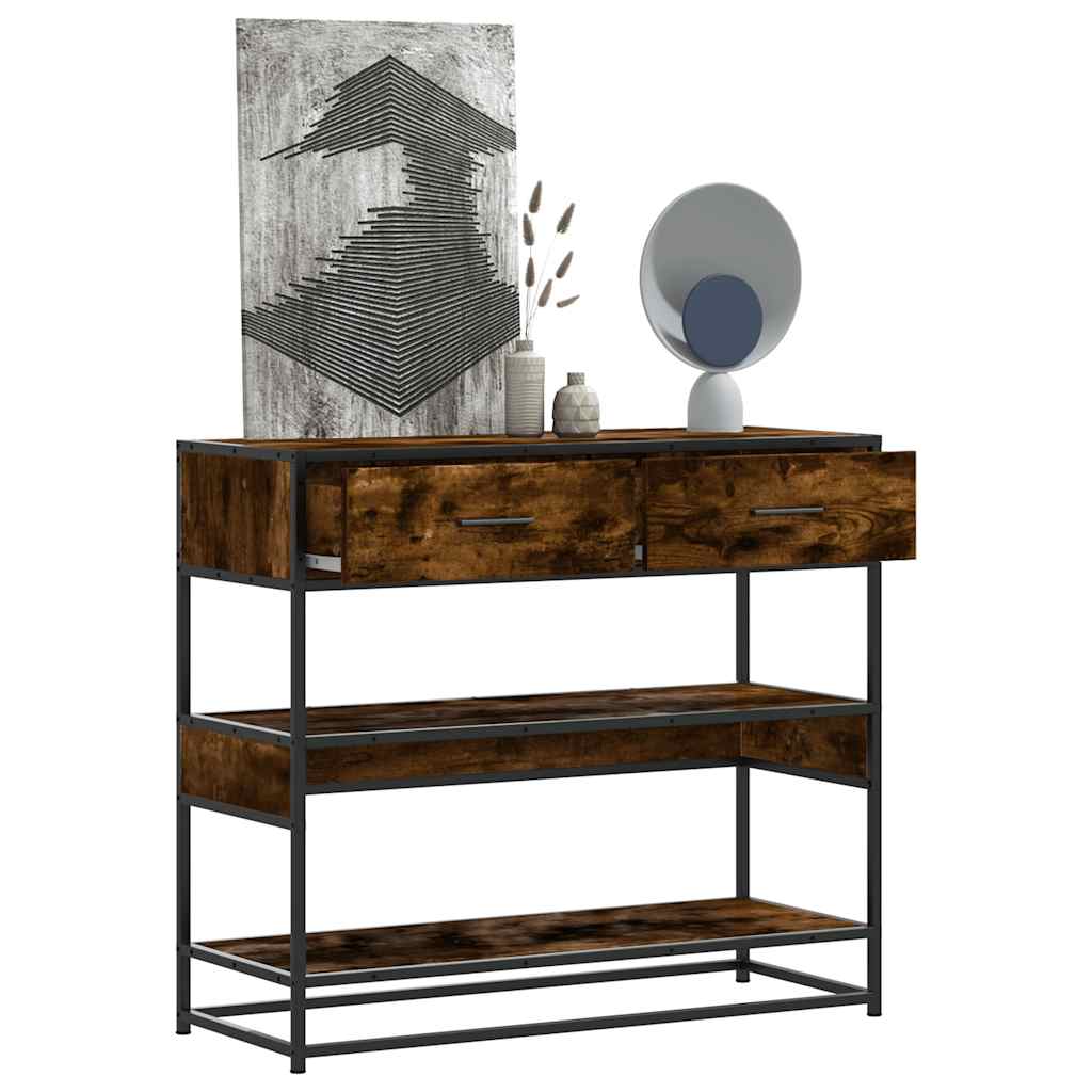 vidaXL Console Table Smoked Oak 90x35x80 cm Engineered Wood