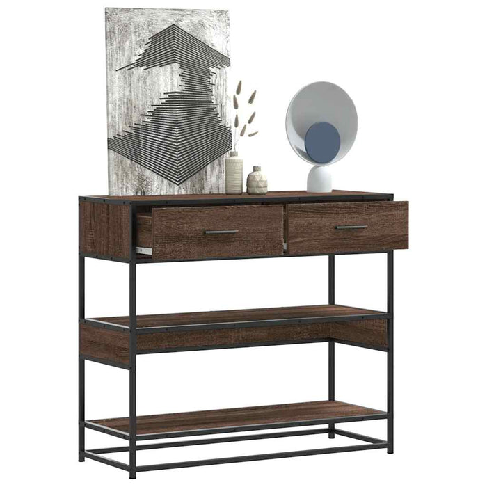 vidaXL Console Table Brown Oak 90x35x80 cm Engineered Wood