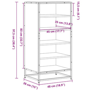 vidaXL Shoe Rack Sonoma Oak 48x38x97.5 cm Engineered Wood