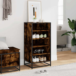 vidaXL Shoe Rack Smoked Oak 48x38x97.5 cm Engineered Wood