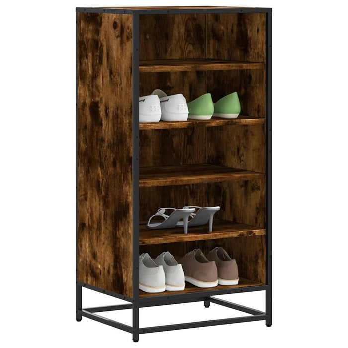 vidaXL Shoe Rack Smoked Oak 48x38x97.5 cm Engineered Wood