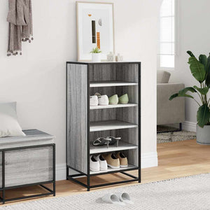 vidaXL Shoe Rack Grey Sonoma 48x38x97.5 cm Engineered Wood