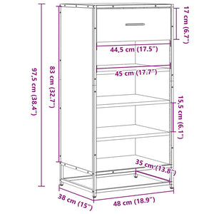 vidaXL Shoe Rack Sonoma Oak 48x38x97.5 cm Engineered Wood