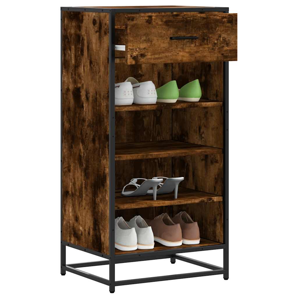 vidaXL Shoe Rack Smoked Oak 48x38x97.5 cm Engineered Wood