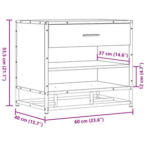 vidaXL Shoe Bench Black 60x40x53.5 cm Engineered Wood and Metal